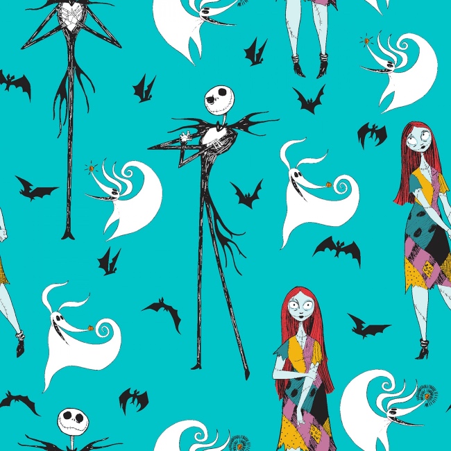 Nightmare Before Christmas Fabric - Jack Sally and Zero