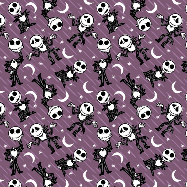 Nightmare Before Christmas Fabric - Purple Jack Stars