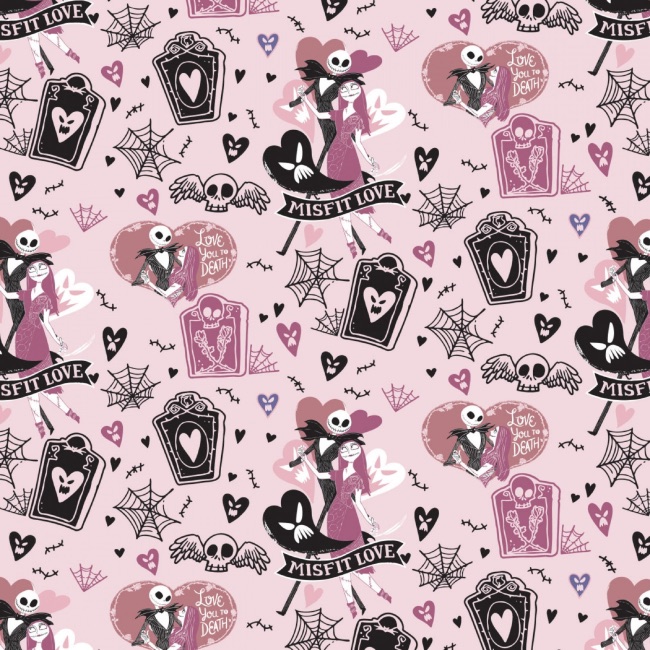 Nightmare Before Christmas Fabric - Pink Misfit Love