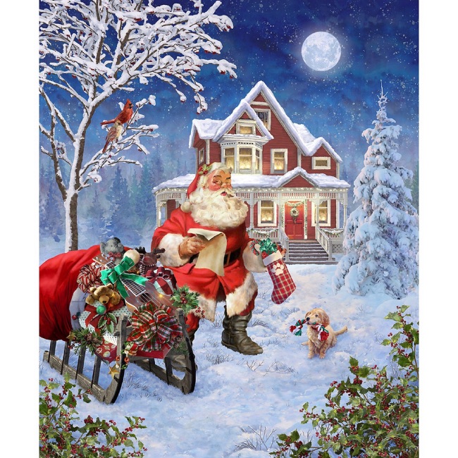 Ol St. Nick Santa's Arrival Fabric Panel