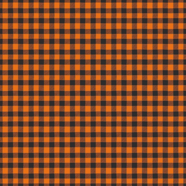 Bad To The Bone Fabric - Gingham Black and Orange