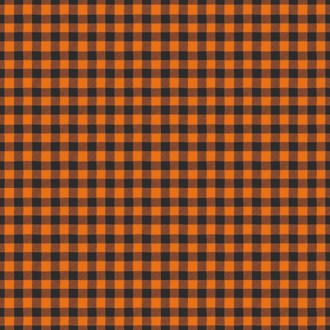 Bad To The Bone Fabric - Gingham Black and Orange