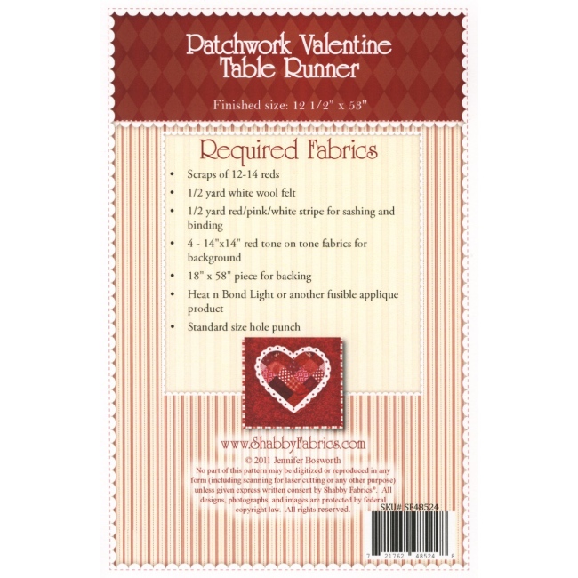 Patchwork Valentine Table Runner Pattern - The Quilt Shop