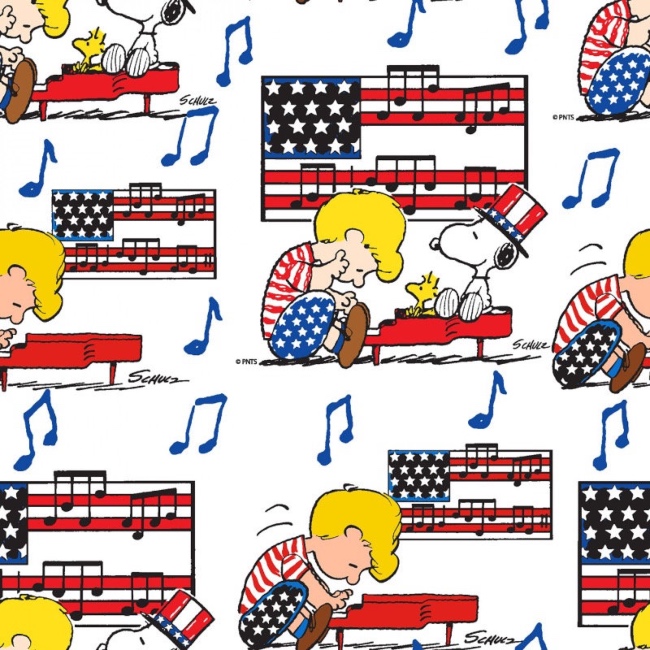 Peanuts Snoopy Linus Patriotic Fabric