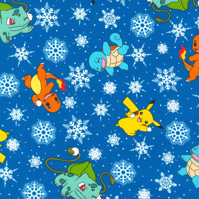 Pokemon Pikachu's Christmas Snowflake Fabric