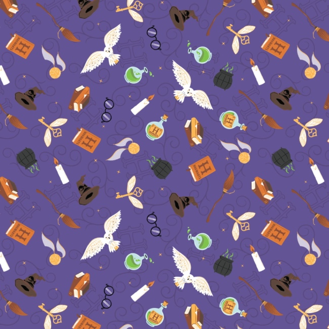 Harry Potter Purple Swirls Halloween Fabric