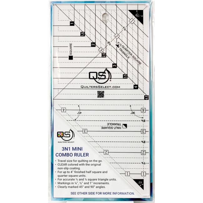 3 Inch Square Ruler Quilters Select - Non-Slip Ruler - 3 in 1 - Square & Triangle - Mini ...