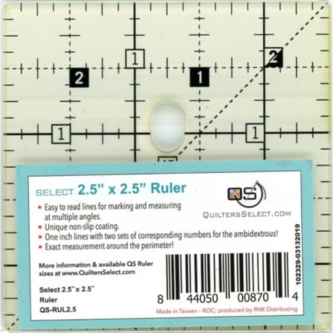 Quilters Select - Non-Slip Ruler - 2-1/2in x 2-1/2in - The Quilt Shop