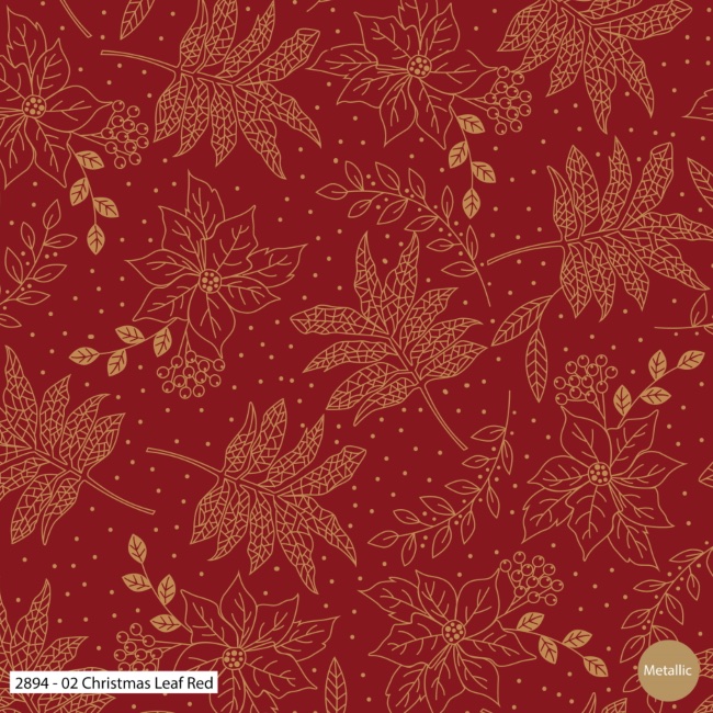Classic Poinsettia - Red Leaf Christmas Fabric