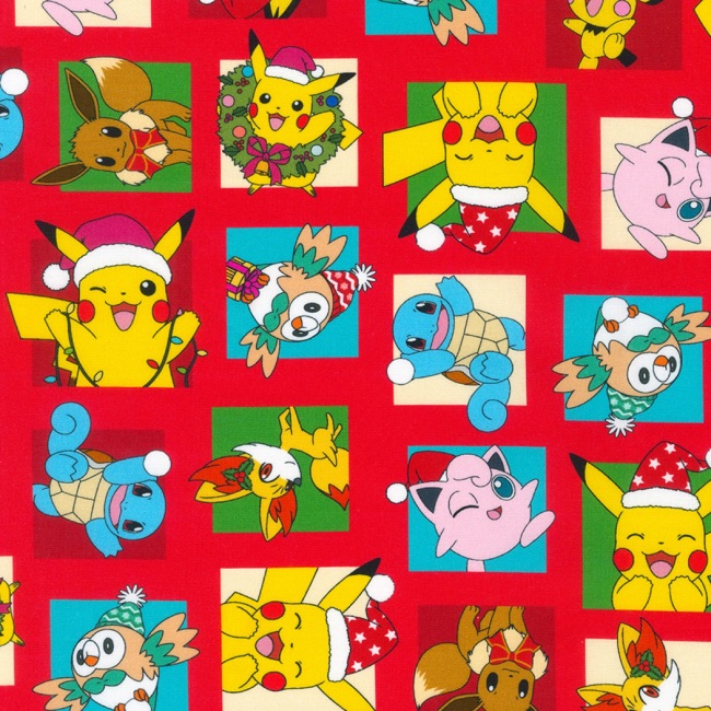 Pokemon Pikachu's Christmas Red Character Fabric