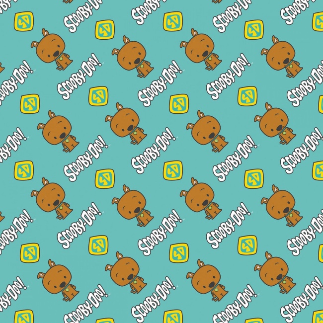 Teal Chibi Scooby Doo Dog Tag Fabric