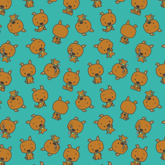 Teal Chibi Scooby Doo Scooby Fabric