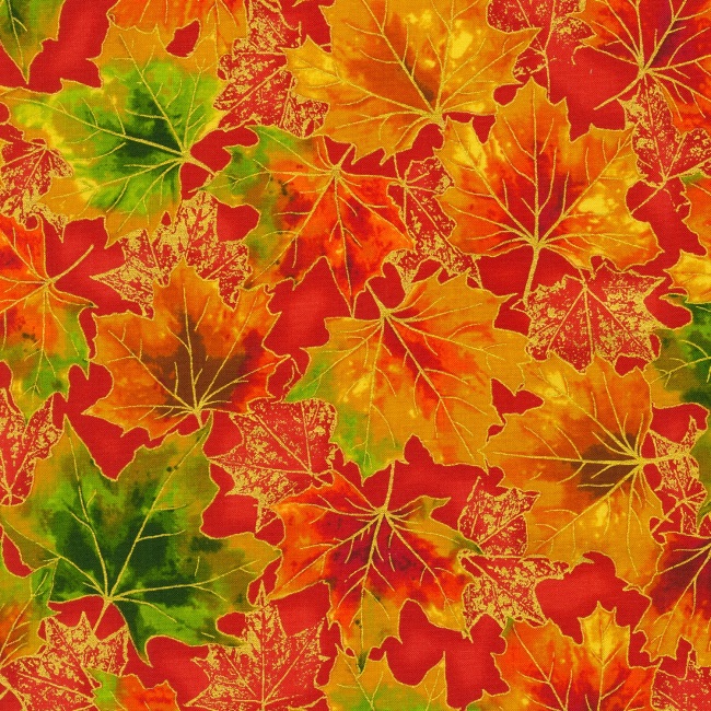 Shades Of The Season Fabric - Terracotta Leaves