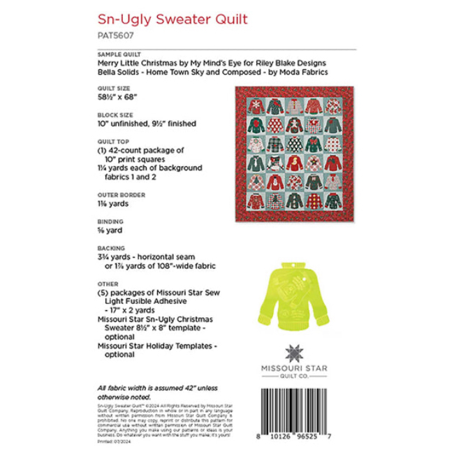 SnUgly Sweater Quilt Pattern Missouri Star The Quilt Shop