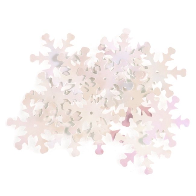 Sequins Snowflakes 24mm White Shinny