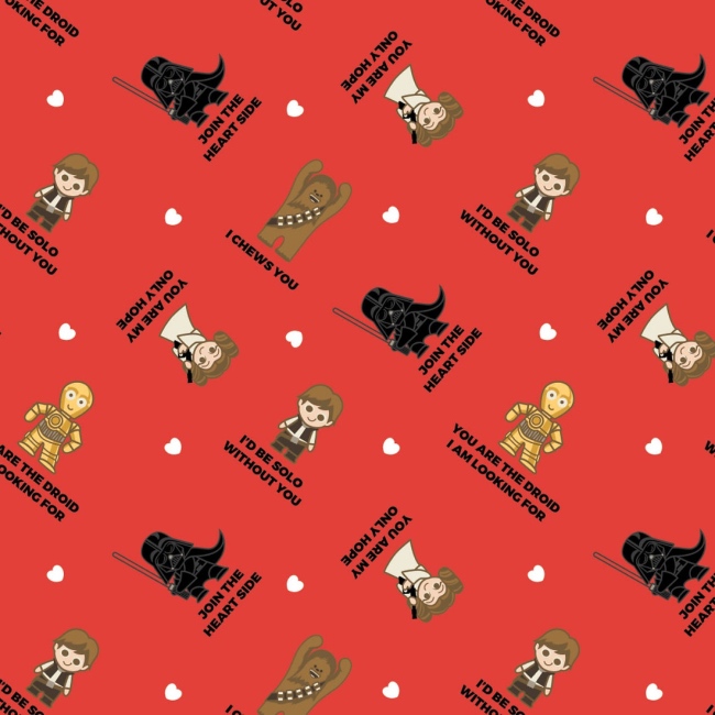Star Wars Valentines Character Fabric - Red