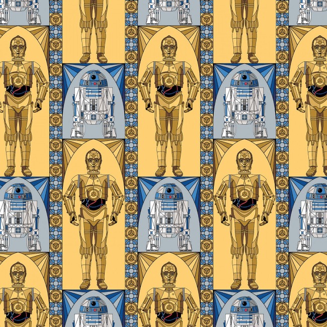 Star Wars Stained Glass Droids Fabric