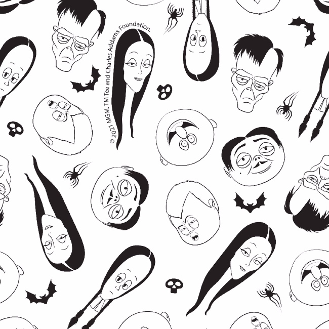 The Addams Family Packed Faces Fabric