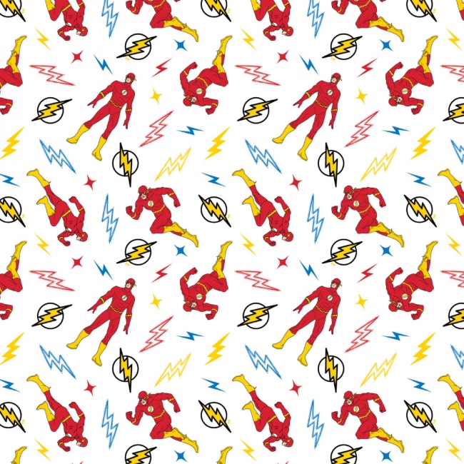 DC White The Flash Doodle Fabric