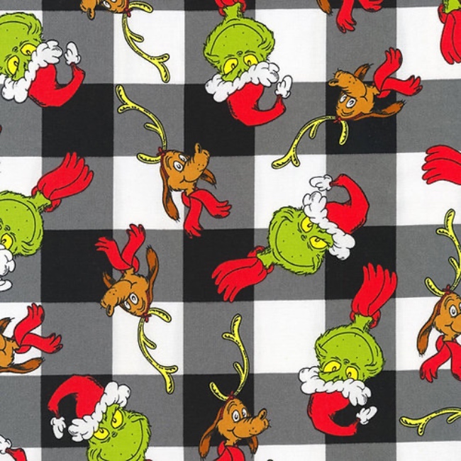 How the Grinch Stole Christmas Fabric - Black Check