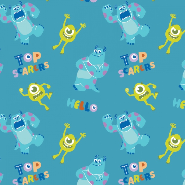 Blue Disney Monsters Inc Fabric - Top Scarers