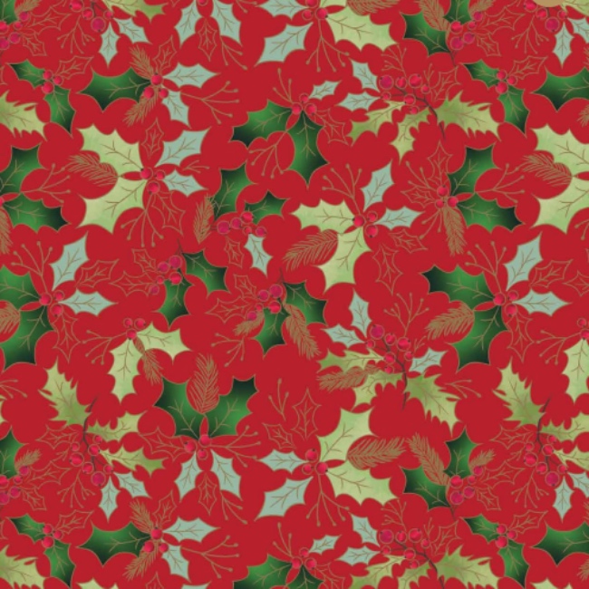 Traditional Holly - Red - Christmas Fabric