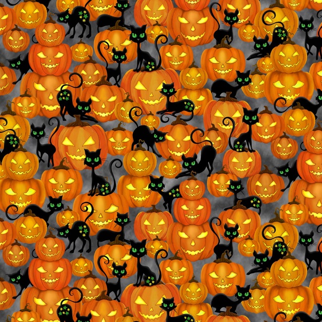 Trick or Treat - Orange Pumpkin Halloween Fabric