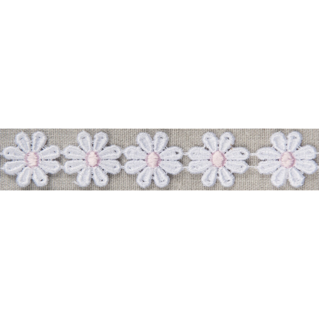 White and Pink Daisy Guipure Trim