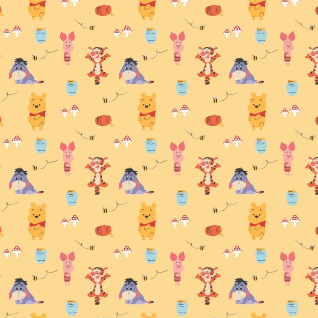Winnie The Pooh Fabric - Winnie and Friends