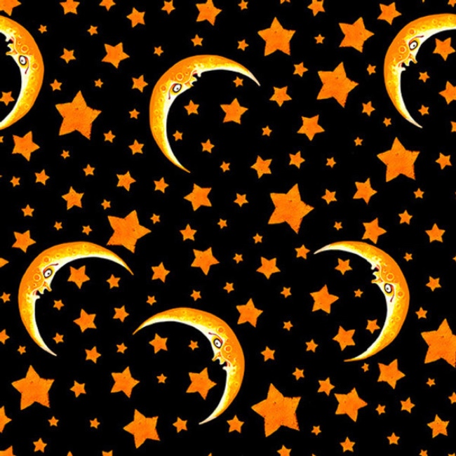 Black Moon and Stars Witchful Thinking Fabric