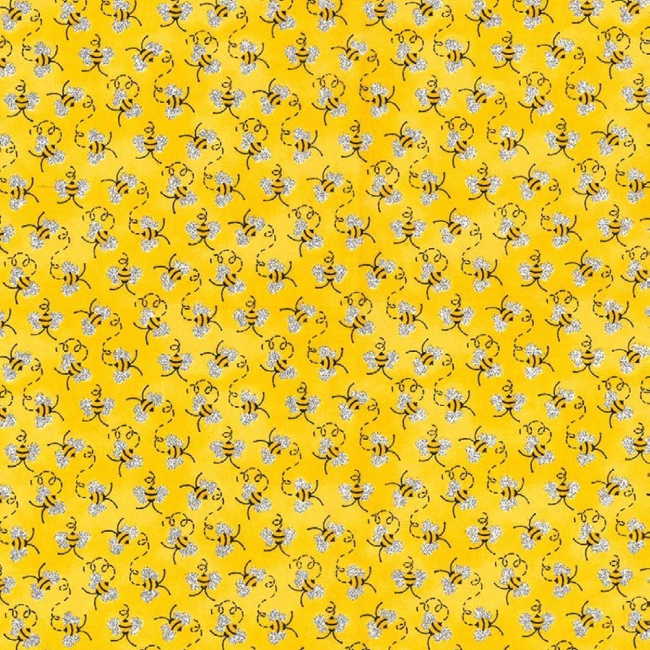 Yellow Glitter Bees Fabric