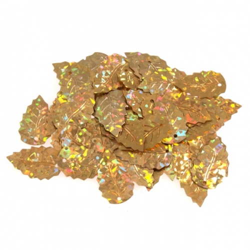 Sequins Leaf Gold Holographic