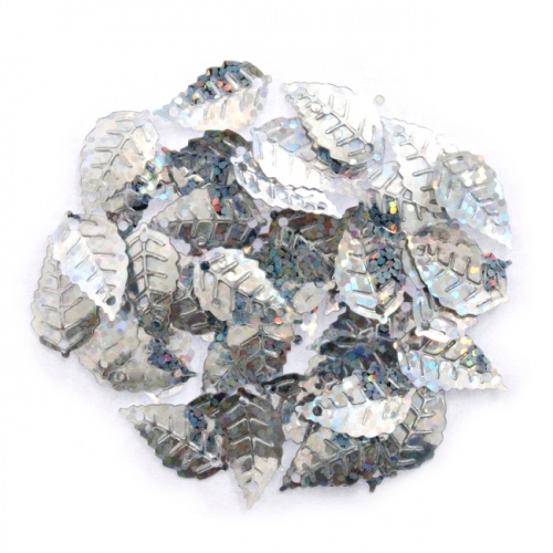 Sequins Leaf Silver Holographic