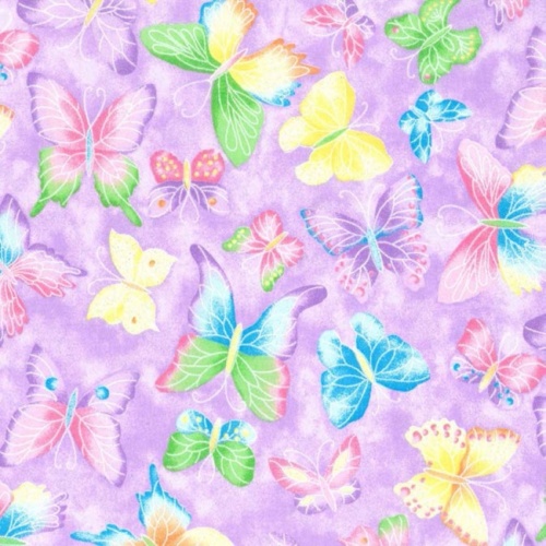 Lilac Glitter Crystalline Butterflies Fabric