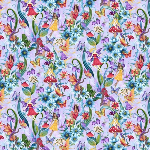 Lilac Fairies Allover Fabric