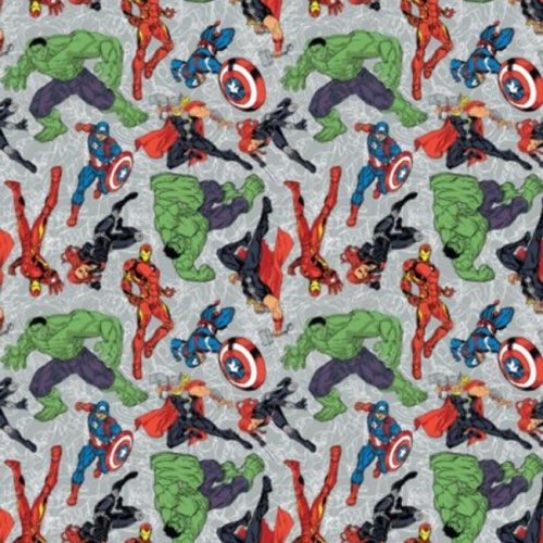 Marvel Heroes on Line Art Fabric - Grey