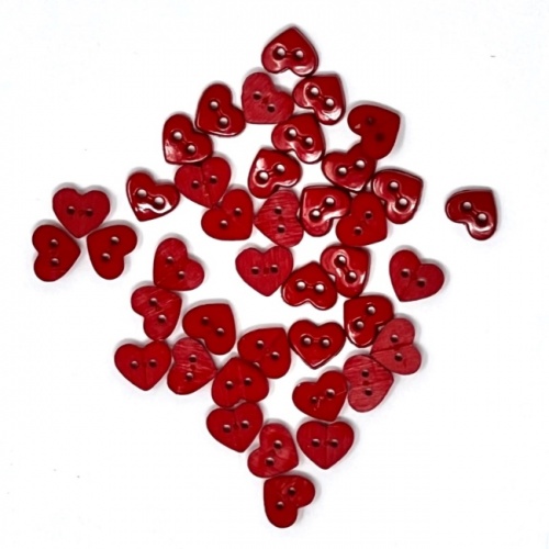 Micro Heart Buttons Red