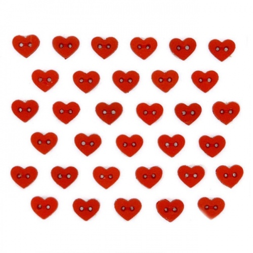 Micro Heart Buttons Red