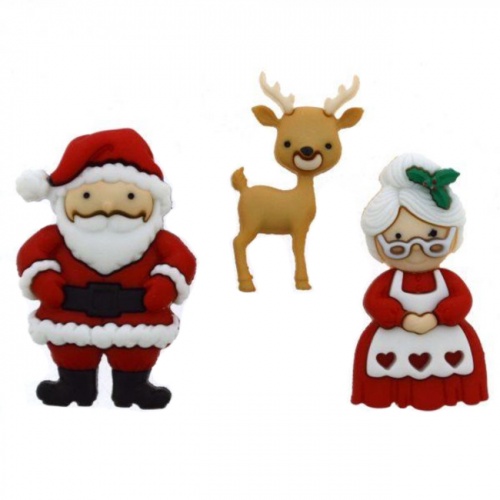 Mr and Mrs Claus Christmas Buttons