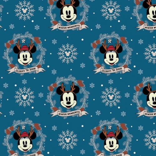 Navy Mickey Wreath Fabric