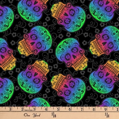 Rainbow Skulls - New Novelty Fabric