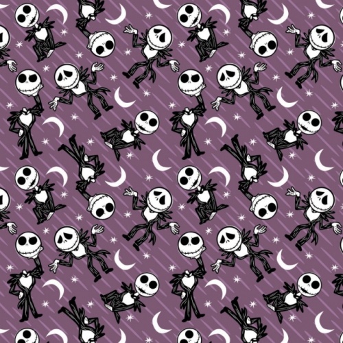 Nightmare Before Christmas Fabric - Purple Jack Stars