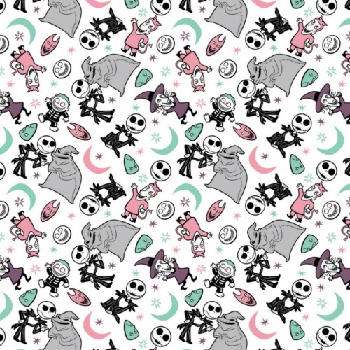 Nightmare Before Christmas Fabric - Pattern Play White