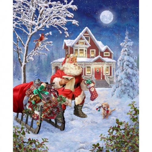 Ol St. Nick Santa's Arrival Fabric Panel