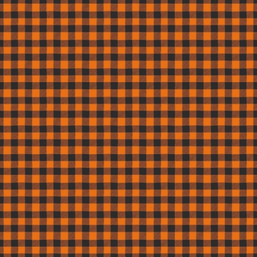Bad To The Bone Fabric - Gingham Black and Orange