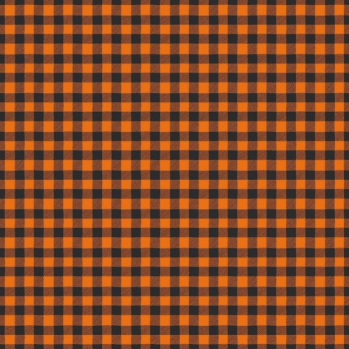 Bad To The Bone Fabric - Gingham Black and Orange