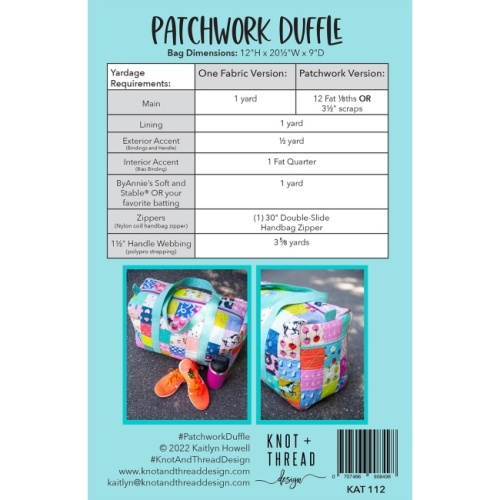 Patchwork Duffle - Bag Pattern - Knot and Thread Design - The Quilt Shop