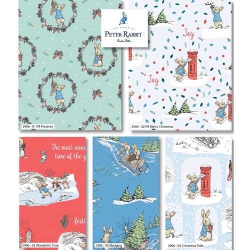 Peter Rabbit Wonderful Time of The Year Christmas Fat Quarters x 5