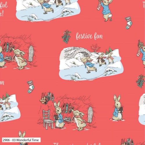 Peter Rabbit Wonderful Time Christmas Fabric
