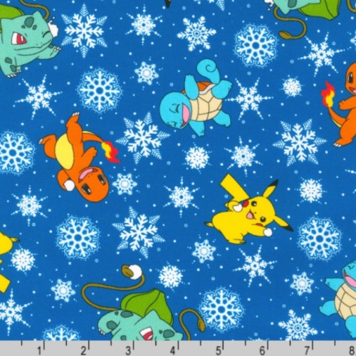 Pokemon Pikachu's Christmas Snowflake Fabric